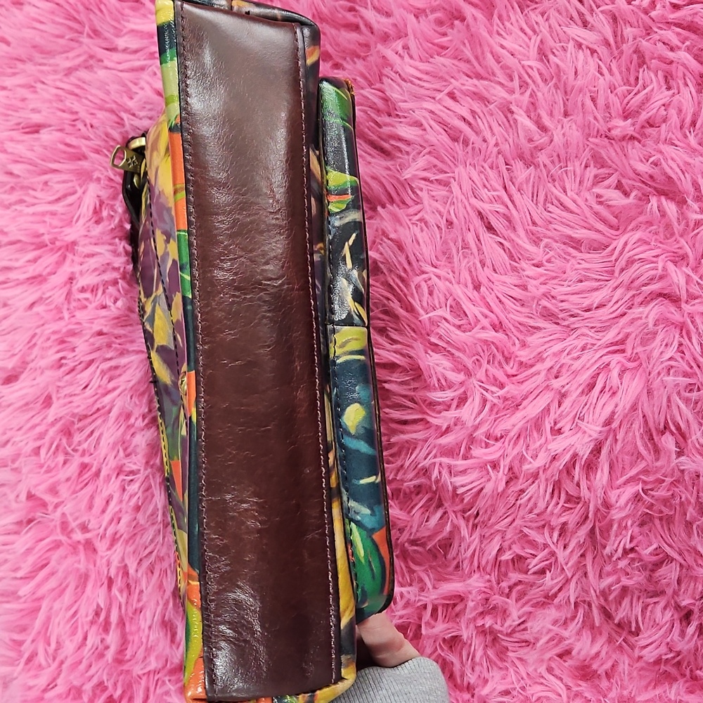 New Patricia Nash Avellino Leather Winter Bloom Print Front Pocket Crossbody - Picture 6 of 6